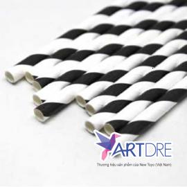 Disposable black and white paper straw