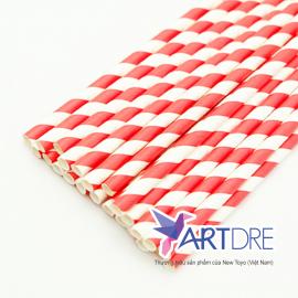 Disposable red-white paper straw